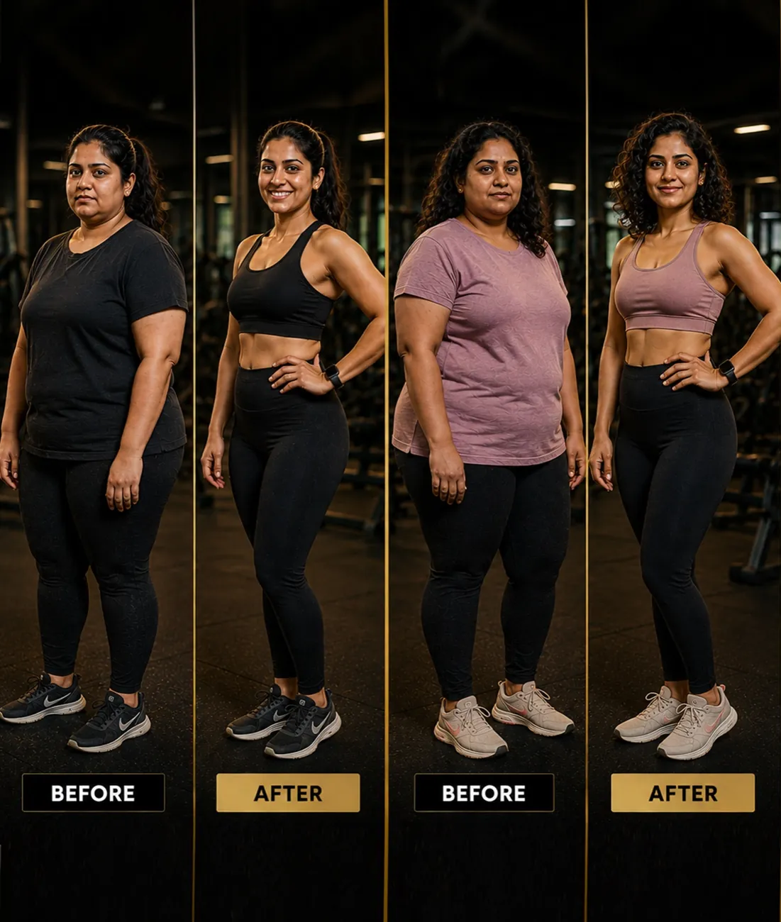 Before and after results from the Kongquer 60-day body transformation program for women